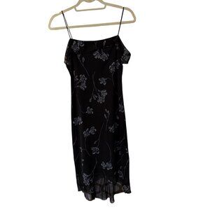 Vintage 90s Byer Too! Size L Black Floral Whimsigoth Fairy Grunge Slip Dress